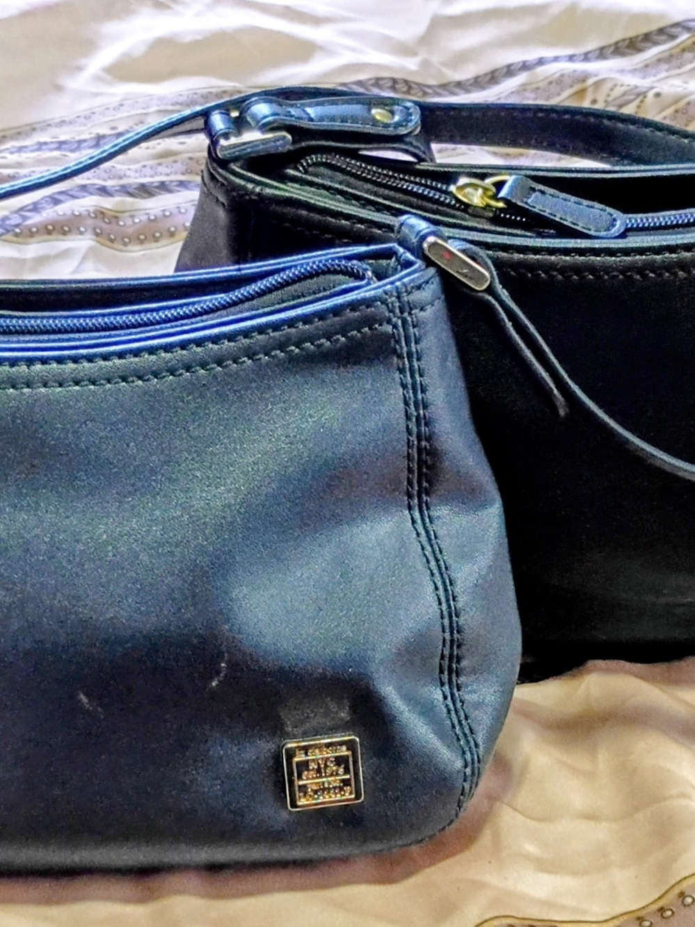 Two vintage Liz Claiborne top-zip shoulder handbags